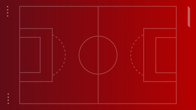 Minimalist red football field tactical layout background