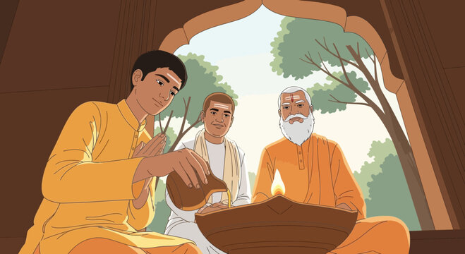 Guru purnima tradition of students honoring their spiritual master