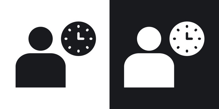 Office hours icons in solid black and white collection