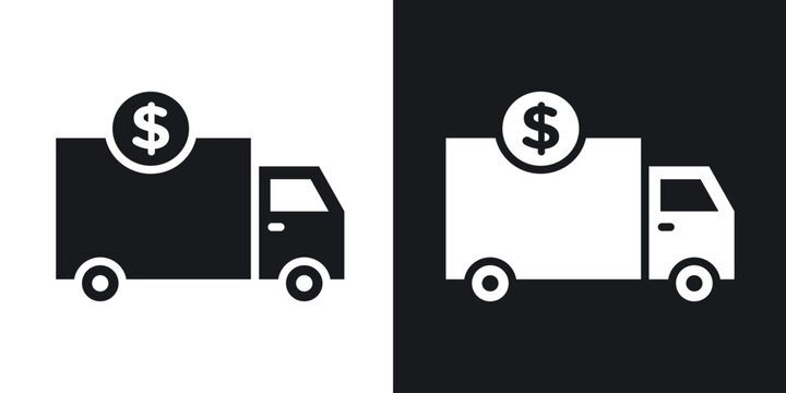 Shipping charges icons in solid black and white collection
