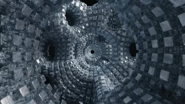 Abstract fractal structure with intricate geometric patterns and deep space exploration.