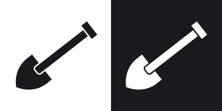 Shovel icons in solid black and white collection