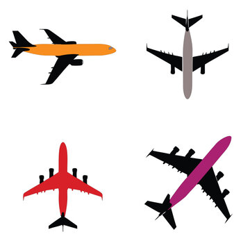 Assorted airplane models set featuring colorful passenger jets and different flight views.