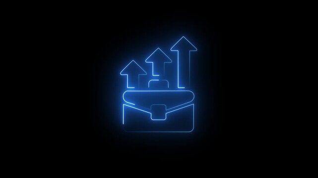 Neon Message Box Icon with Arrow Glowing Chat Symbol Animation Abstract UI Interface Element