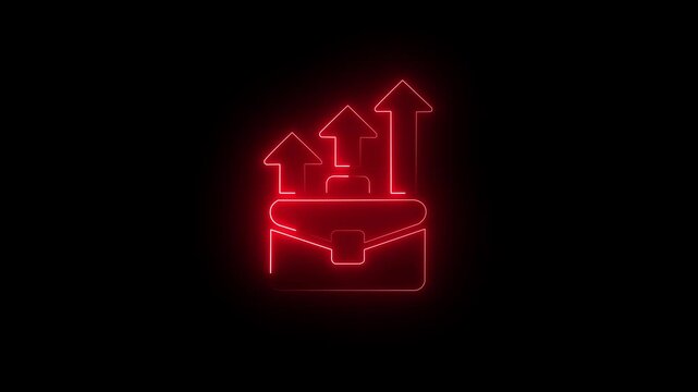 Neon Message Box Icon with Arrow Glowing Chat Symbol Animation Abstract UI Interface Element