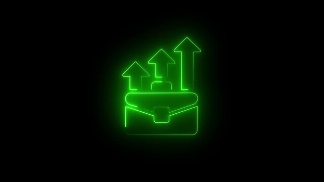 Neon Message Box Icon with Arrow Glowing Chat Symbol Animation Abstract UI Interface Element