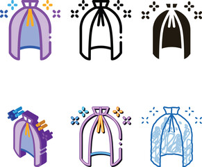 Naklejka premium Magic Cloak Cape Icon Vector. Outline Magic Cloak Cape Sign. Color Isolated variants Contour Symbol