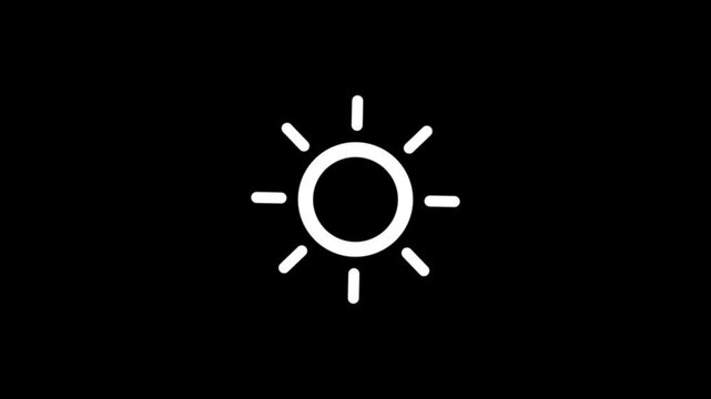 simple animated outline sun summertime icon loop with alpha channel.