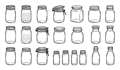 Black Doodle Jar Outline Vector Illustration Pack © Razu
