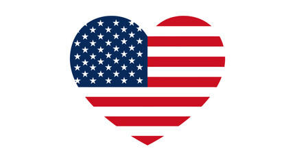 American flag heart symbol, patriotic icon, USA love heart, red white blue emblem isolated on White Background EPS © Mim