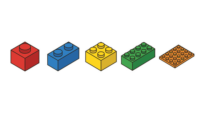 Colorful plastic building blocks toys.