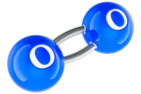 O2 Oxygen, molecule, transparent background.