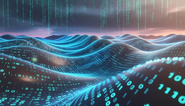 Abstract Digital Waveform with Binary Data.