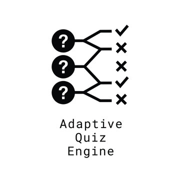Diagram of branching questions with check and cross marks on a white background representing a quiz assessment mark choice