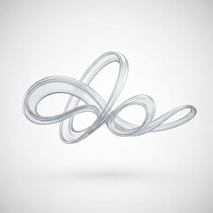 Naklejka premium Abstract flowing light gray ribbon or smoke trail on a white background.