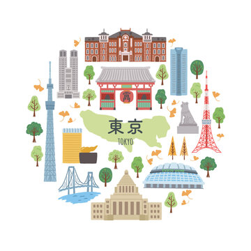 手描きの東京のイラスト