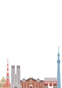 手描きの東京の街のイラスト