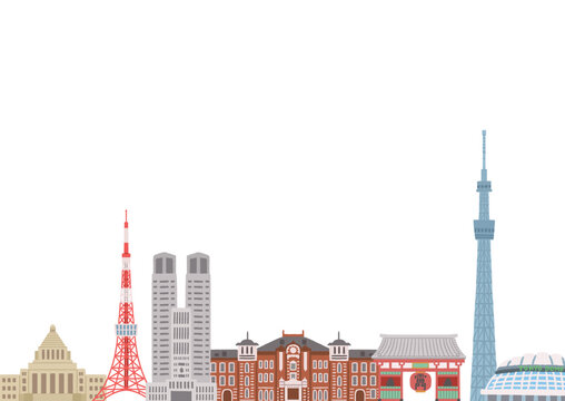手描きの東京の街のイラスト