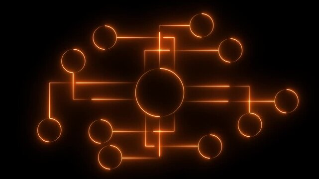 Glowing neon Looping Circuit Board Animation with CPU &ndash; Computer Processor Tech Background. 4k motion graphics video animation