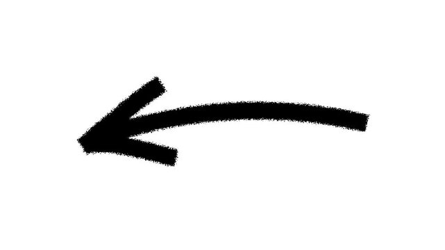 Glowing Hand-drawn red arrow icon brush stroke, arrow sign drawn with marker on transparent background.4k motion graphics video animation