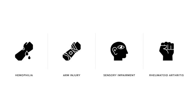 Set of four black and white protest and activism icons with hebrew text Vector