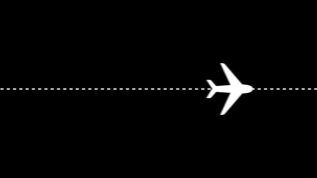 Glowing Airplane Route Dotted Line. Vector illustration of air plane flight route with the point of location line. 4k motion graphics video animation