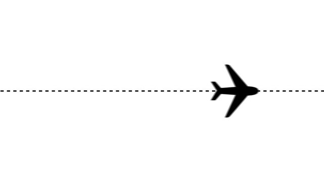 Glowing Airplane Route Dotted Line. Vector illustration of air plane flight route with the point of location line. 4k motion graphics video animation