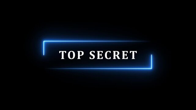 Glowing neon rectangle Top secret grunge stamp symbol 3d editable text effect.4k motion graphics video animation