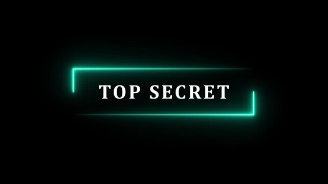 Glowing neon rectangle Top secret grunge stamp symbol 3d editable text effect.4k motion graphics video animation