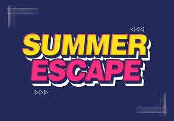 Obraz premium Summer escape retro text design on blue background