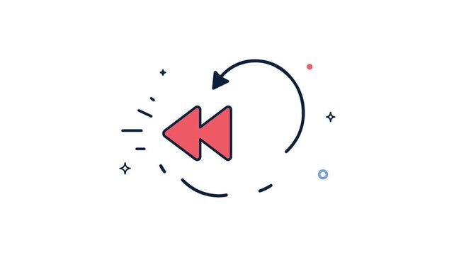 Rewind Icon Animation: Fast Backward Button with Circular Arrows