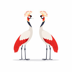 Fototapeta premium Two Grey Crowned Cranes illustration
