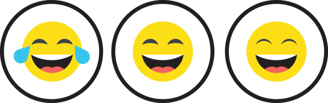 Printlaugh, icon, lol, face, emoticon, happy, concept, flat, emotion, signs, smile, eye, close, symbol, vector, fun, illustration, cheerful, mouth, yellow