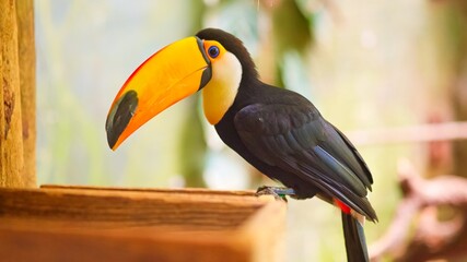 Obraz premium Toco Toucan sitting observing tropical bird wildlife