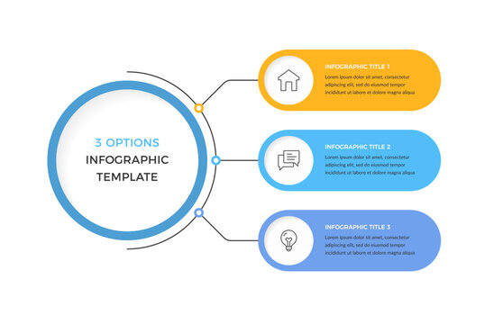 Infographic template with central circle and three rounded label options