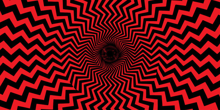 Red and black abstract geometric maze pattern with labyrinth lines, puzzle design wallpaper and seamless vector illustration of a lost path and solution concept