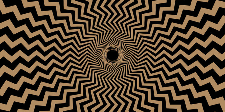 Abstract black and yellow geometric maze pattern wallpaper with seamless labyrinth lines and illusion style design
