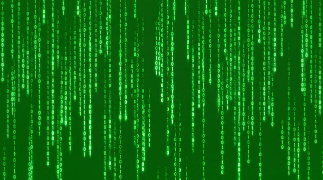 Green Binary Code Digital Rain Data Stream Background