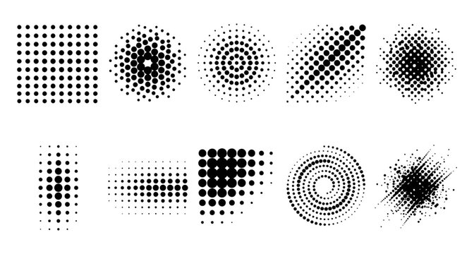 Abstract Halftone Dot Pattern Collection for Graphic Design