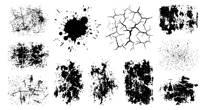 Abstract Grunge Ink Splatter and Distress Texture Pack Set