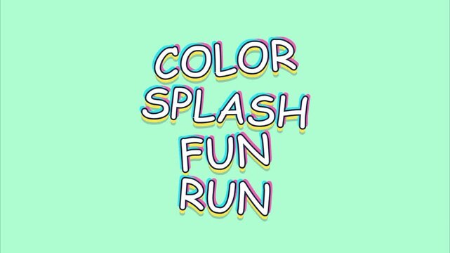Color Splash Fun Run Animated Text Bubbly Pop Art Style Vibrant Kinetic Typography Intro for Sports Events Charity Festivals and Youth Marathons