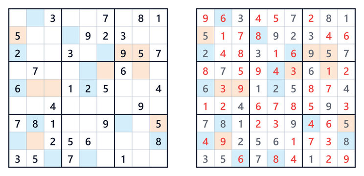 Sudoku puzzle grid with numbers, lines, and highlighted solutions  