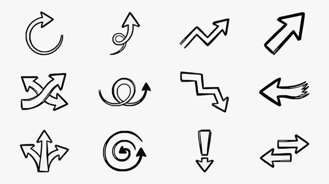 Symbolic Directional Arrows Set.
