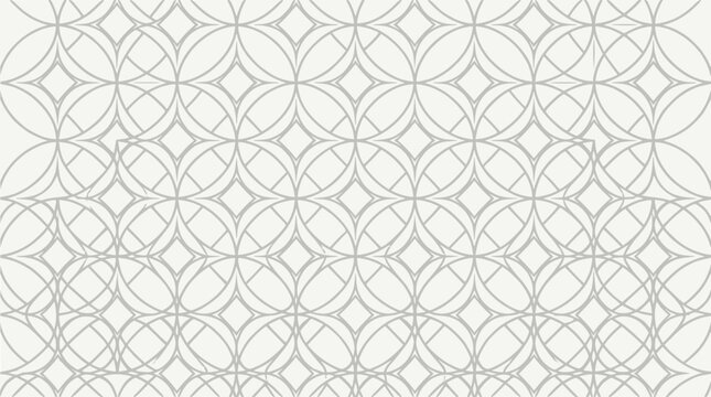 Geometric seamless pattern background, grey interlocking circles on white, modern abstract design