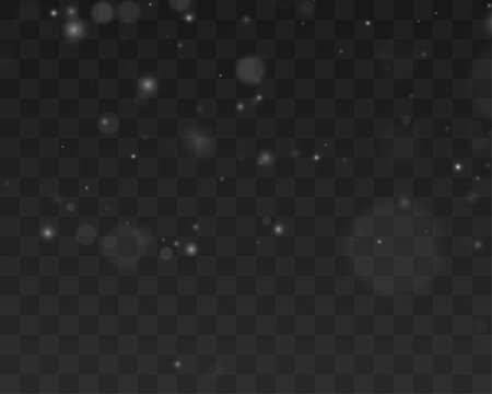 White dust glows delicately with radiant particle effects and soft motion. Fine shimmering lights create elegant decorative depth. White dust illustration vector.