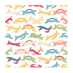 Fototapeta premium Colorful Abstract Fish Seamless Pattern