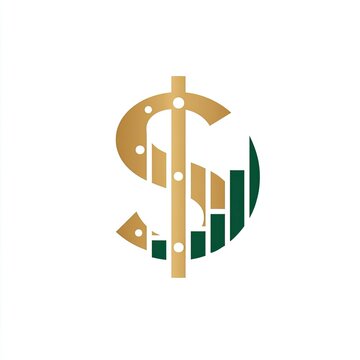 Money Logo A money-themed logo with a dollar sign and growth chart finance or investment brand green and gold isolated on white background