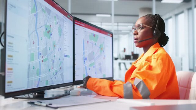 Emergency Call Center Worker Assists With Urgent Communication