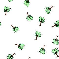 Naklejka premium pattern Fantasy magic tree illustration showing vibrant green foliage with swirling energy and a brown, gnarled trunk, symbolizing nature, growth, and enchantment