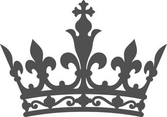 Ornate royal crown silhouette with cross and fleur de lis details © Nabil